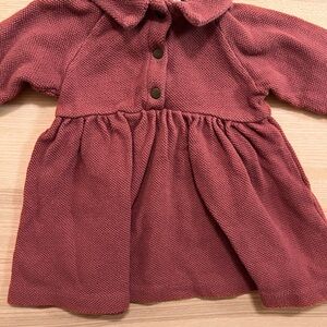 Zara dark red textured dress with collar